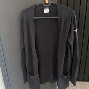 CHANEL uniform open cardigan - black, size Large